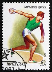 Postage stamp Russia 1981 Discus Throwing, Sport