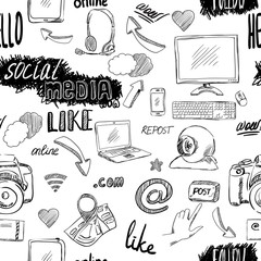 Seamless doodle social media pattern