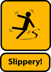 Slippery warning yellow sign