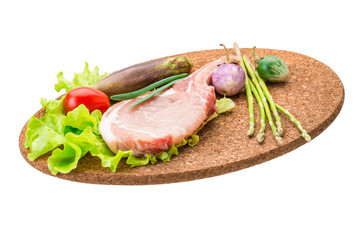 Raw t-bone steak