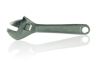 Closed up Adjustable Wrench isolated on black background