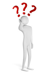 ï»¿3d man with three question marks above his head