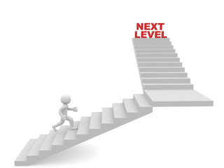 3d man climbs the ladder of next level.