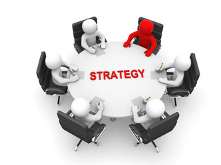 3D men sitting at a table and having business meeting