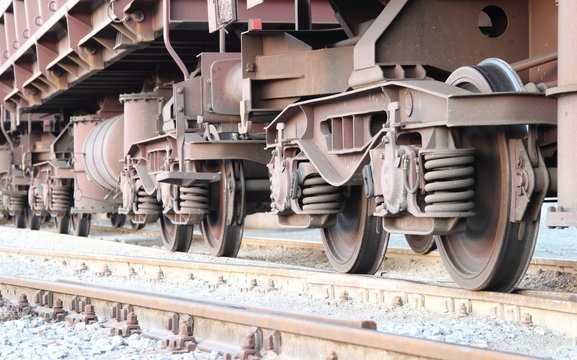 Fototapeta Wheels of the freight train