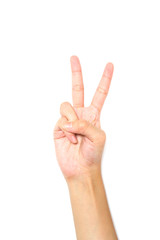 Hand showing the sign of victory