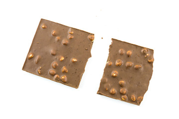 Chocolate with nuts isolated