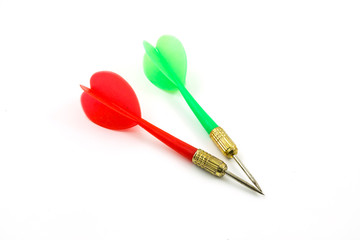 Red and Green Darts isolated