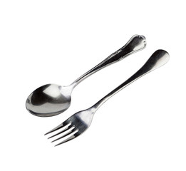 Silvered cutlery isolated