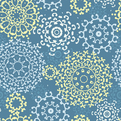 vector yellow gray abstract mandalas seamless pattern background