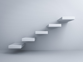 Abstract stairs or steps concept on white wall background