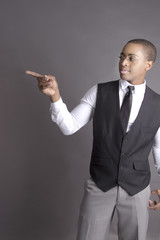 Black Business Man pointing with his finger