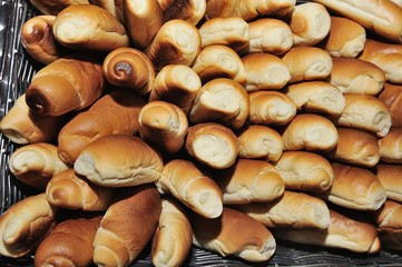Background of handmade fresh bread loaves