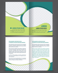 Vector empty bi-fold brochure print template design - obrazy, fototapety, plakaty