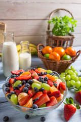 Healthy salad made ​​of fresh fruits