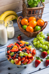 Preparing a healthy fruit salad