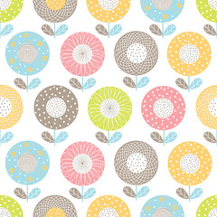 Cute seamless pattern with flowers.