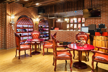 restaurant with wine decoration