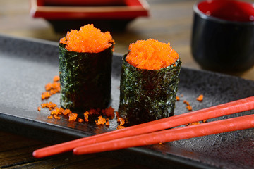 Ikura gunkan-maki - Sushi - Japanese food - Powered by Adobe