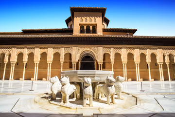 Famous Lion Fountain , Alhambra Palace,Granada (Andalusia),Spain