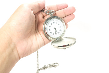 holding clock on hand