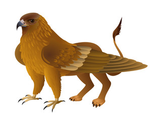 Golden griffin isolated on white background