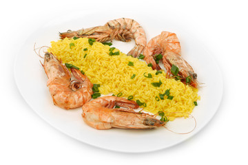 An asian style fried rice with shrimp