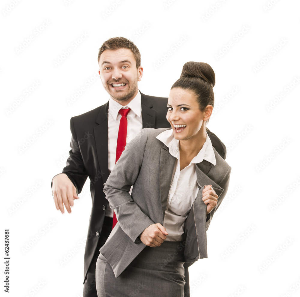 Wall mural business woman and business man