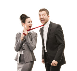 Business woman and business man