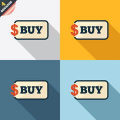 Buy sign icon. Online buying dollar button.