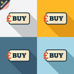 Buy sign icon. Online buying Pound button.