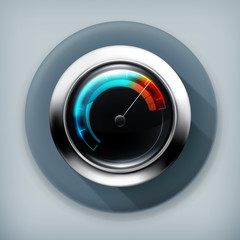 Speedometer, long shadow vector icon