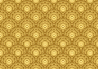 Gold Marigold Flower Pattern on Classic Style