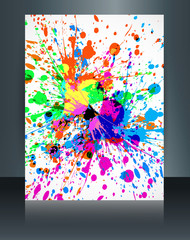 Holi brochure grunge colorful texture festival template vector