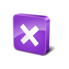 Obraz premium Cross Mark 3d Rounded Square Violet Vector Button Icon Design