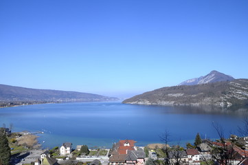 Overview of Annecy lake, Savoy, France
