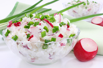 Cottage cheese with radish and chives