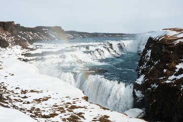 Gullfoss waterfall in wintertime, Iceland