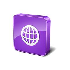 World 3d Rounded Corner Violet Vector Icon Button