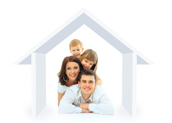 Happy family in their own home concept