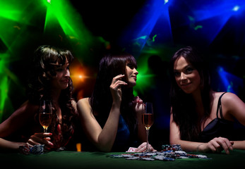young girls on disco in night club