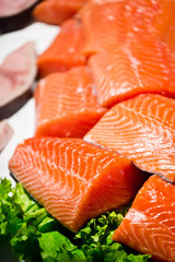 Fresh raw salmon filets
