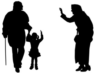 Vector silhouette of family.