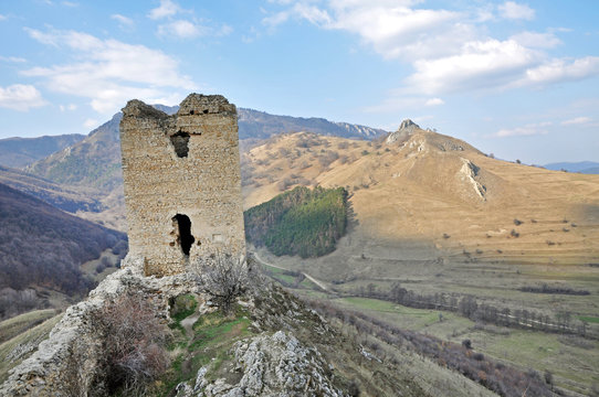 Ruins of a fortress on a rock
