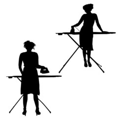 Vector silhouette of a cleaning lady.