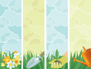 Vector banners of gardening at retro style