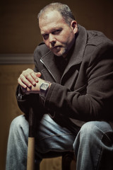 Vintage style photo from a bad guy with a baseball bat