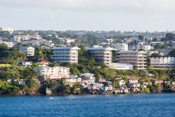 Obraz premium Modern Apartment Buildings on Coast of Martinique