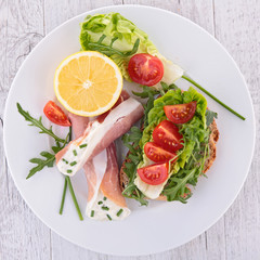 vegetable and ham rolled with cheese