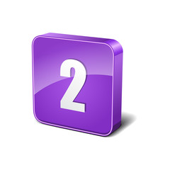 2 Number 3d Rounded Corner Violet Vector Icon Button